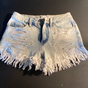 High waisted jean shorts
